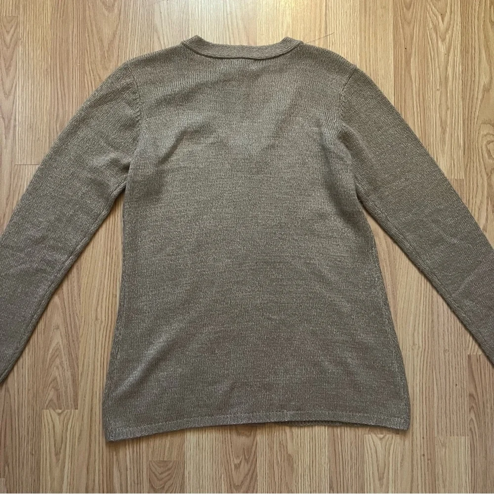 Karen‎ Scott Cable Knit Sweater Cardigan Tan Women’s Size M Cottagecore Textured